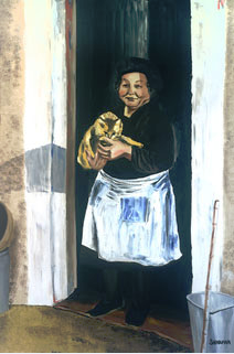 Chet Shinaman - Chets Art [Old Genoa Lady with Cat]